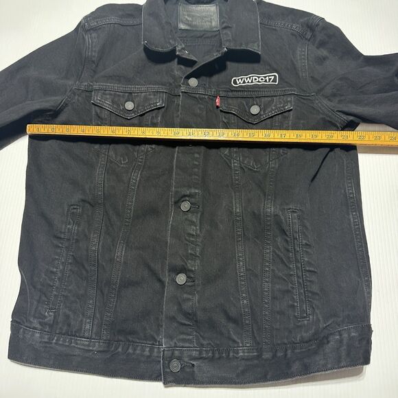 Apple WWDC 2017 WWDC17 Levi's Women's Black Denim Trucker Jacket Size XL - Picture 10 of 12